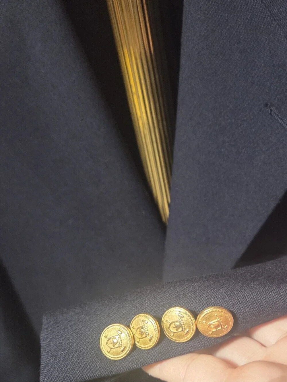 Vintage Polo University Club Navy Blue Wool Sportscoat Blazer Gold Buttons 44R